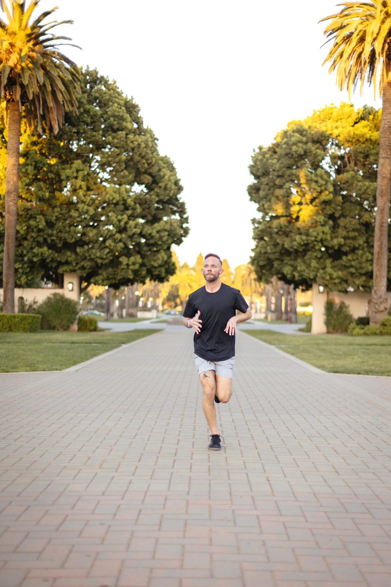 Bart running on a brick path